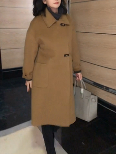 双面羊绒大衣2022秋冬新品韩系简约高端中长款宽松过膝毛呢外套女