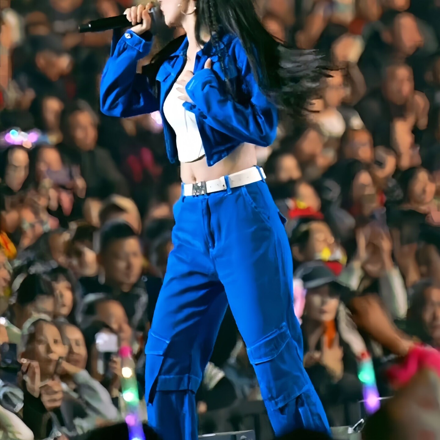 克莱因蓝工装套装女短款夹克外套