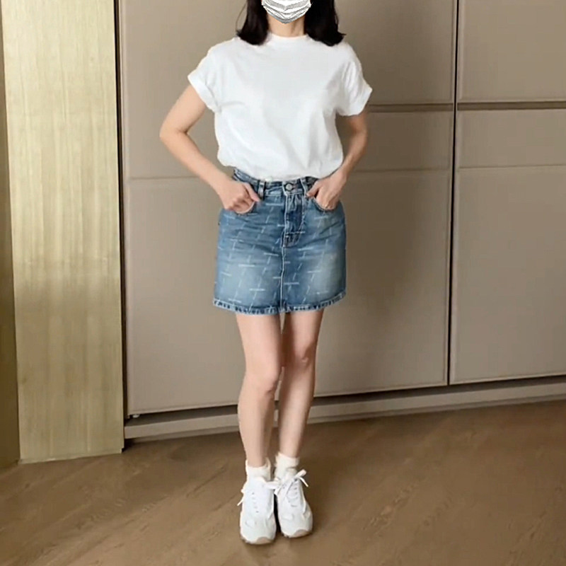 牛仔裙a字包臀百搭半身裙套装女