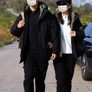 工装风连帽羽绒服90白鸭绒男女情侣装冬季短款冲锋衣保暖加厚外套