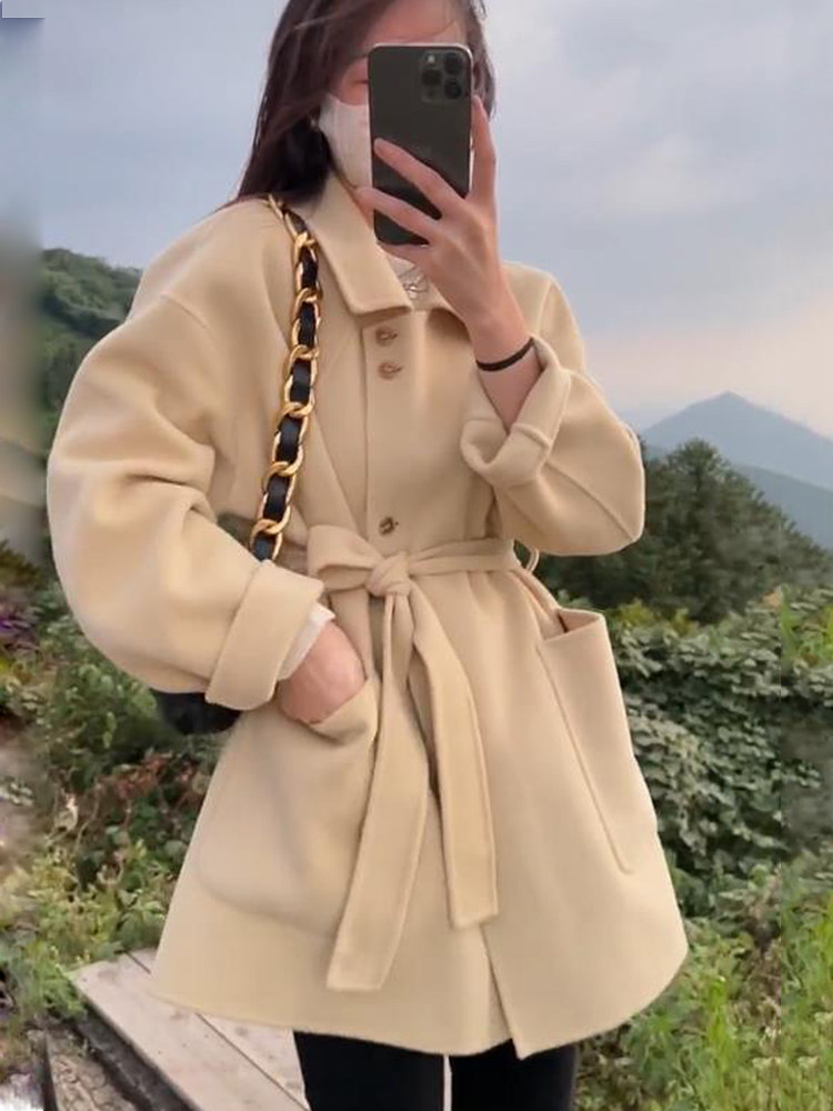 韩系毛妮外套女2022年