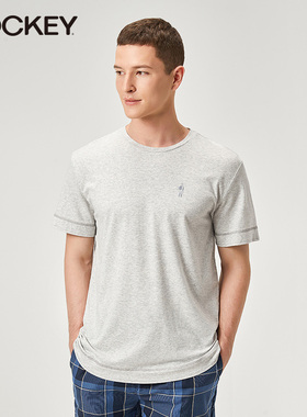 Jockey垂顺爽滑莫代尔睡衣纯色简约休闲短袖睡衣圆领家居服男上衣