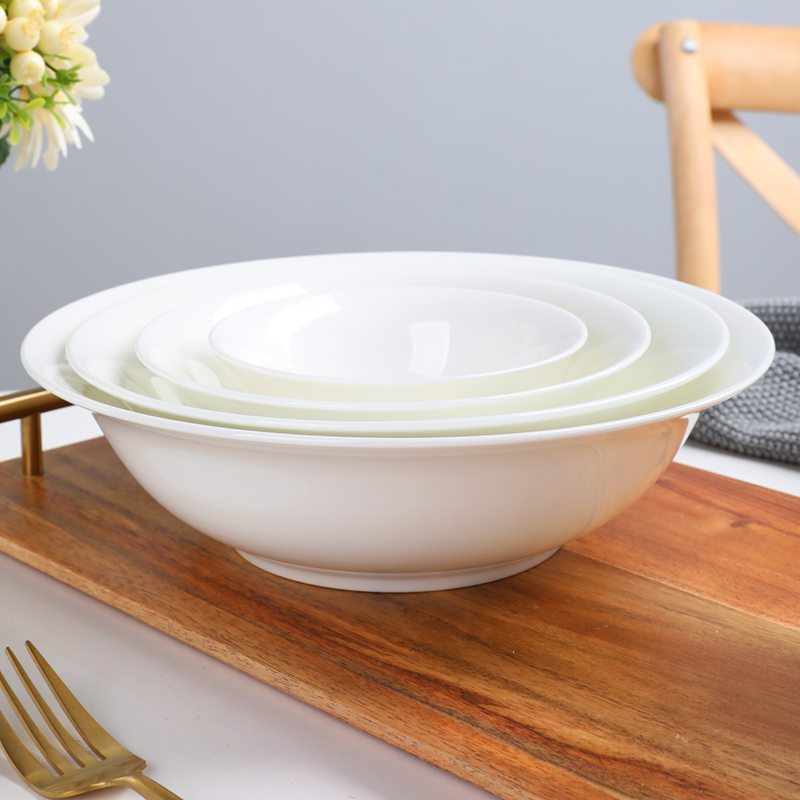 纯白骨瓷面碗景德镇斗笠碗套装