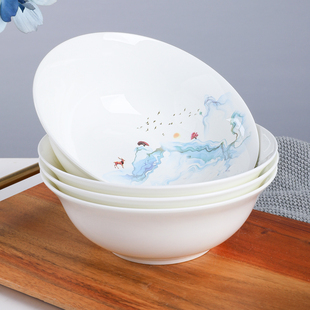 家用斗笠碗创意面碗日式 6个装 汤面碗骨瓷碗大号面条碗泡面碗餐具