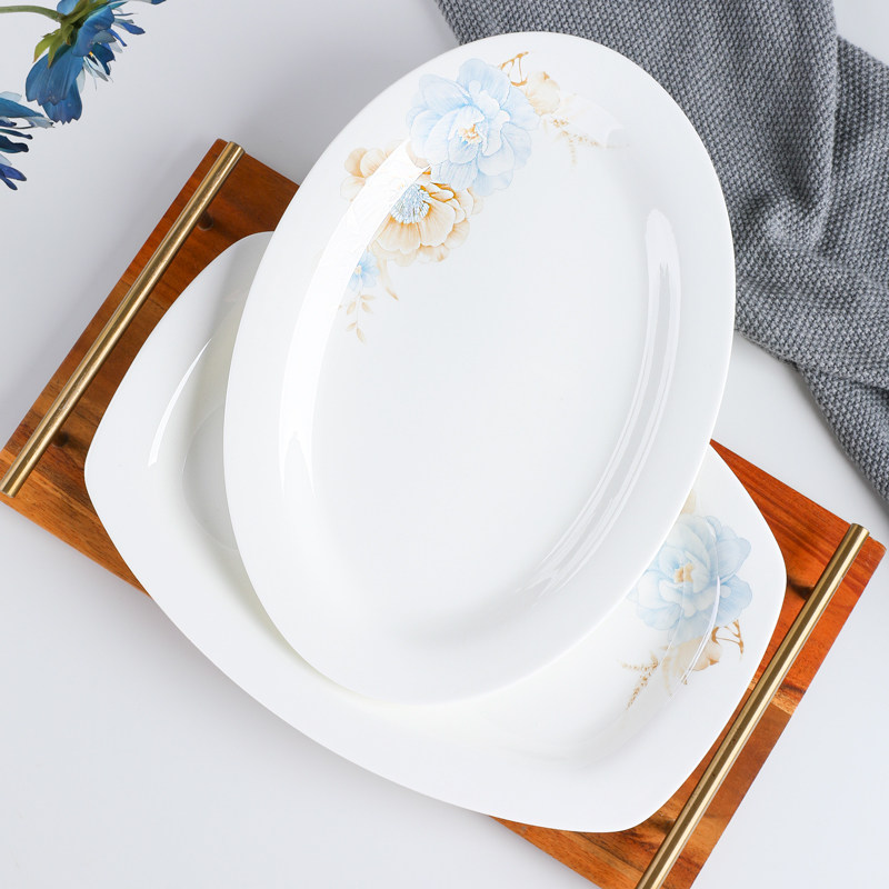 俏宴骨瓷鱼盘长方形盘子家用大号蒸鱼碟子椭圆形欧式酒店陶瓷餐具,餐饮具,盘,淘宝优惠券,粉丝福利购,淘宝优惠卷