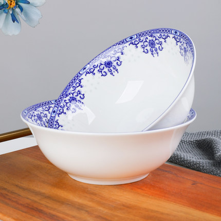 青花釉下彩斗笠碗骨瓷饭碗拉面碗陶瓷大汤碗反口碗家用菜碗粥碗