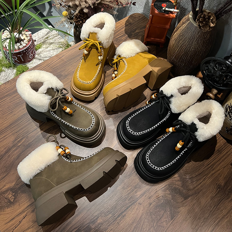 真羊毛雪地靴女2025冬季新款厚底加绒棉鞋女保暖复古短靴百搭靴子