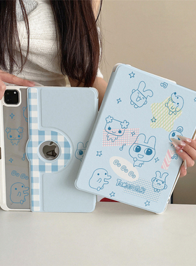 蓝色卡通麻美吉360度旋转适用ipad11保护套磁吸air7/6新款ipad10带笔槽11寸防摔可拆卸苹果平板保护套mini7女