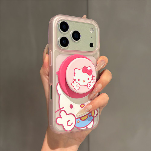 俏皮卡通动漫可爱比耶磁吸支架适用苹果17promax手机壳iphone16女新款15磨砂肤感17pro防摔16pro保护套14网红