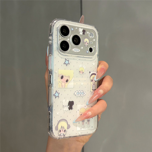 可爱波点卡通野有上秋贴图适用苹果17promax手机壳iPhone17pro女新款16pro超好看独特15亚克力防摔保护套超火