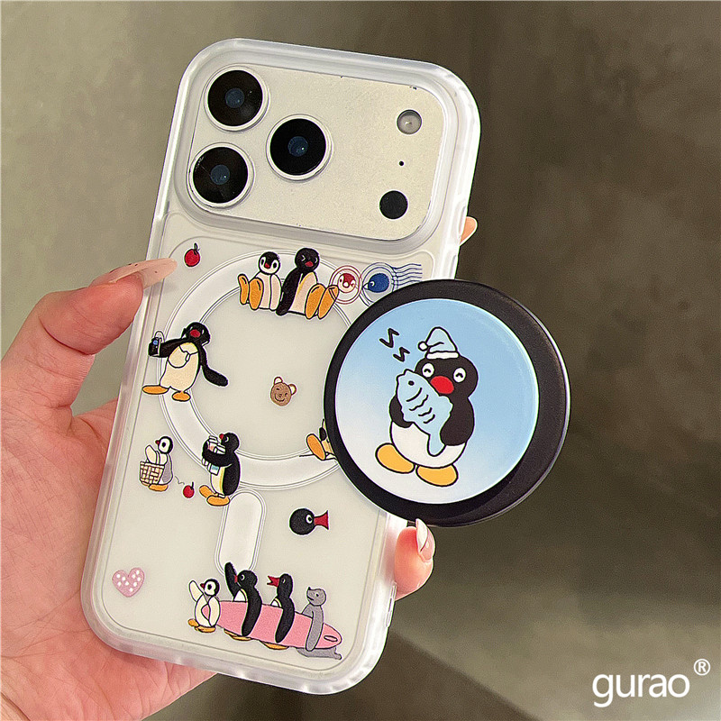 卡通可爱pingu企鹅磁吸支架适用苹果17promax手机壳iphone16新款15磨砂肤感17pro防摔16pro保护套14网红女款,3C数码配件,手机保护套/壳,淘宝优惠券,粉丝福利购,淘宝优惠卷