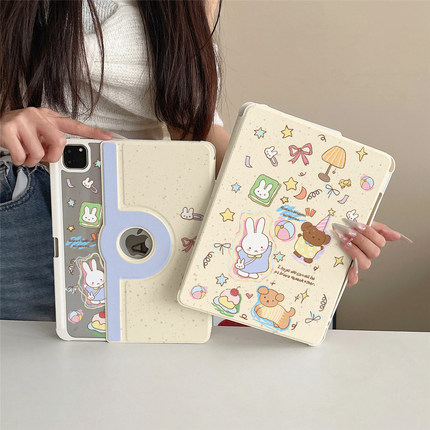 卡通台灯米菲兔360度旋转适用ipad11保护套磁吸air7/6新款ipad10带笔槽11寸防摔可拆卸苹果平板保护套mini7女