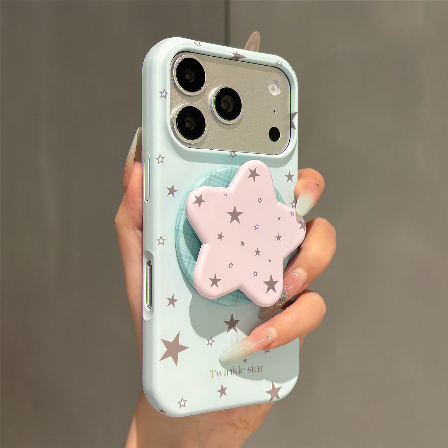 春夏超好看薄荷绿五角星磁吸支架适用苹果17promax手机壳iP