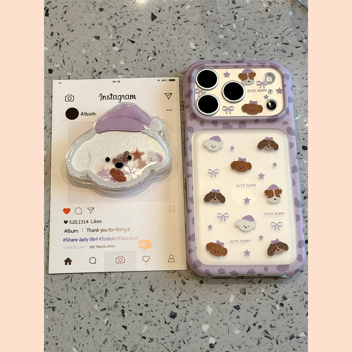 唯美卡通可爱小狗支架适用苹果18promax手机壳iphone17pro新款16pro网红超火15pro个性创意17全包防摔保护套