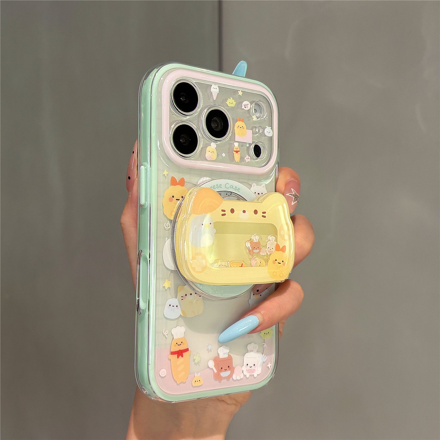 古早卡通可爱炸虾猫咪磁吸支架适用苹果18promax手机壳iphone17pro新款16pro超好看独特15pro全包防摔保护套