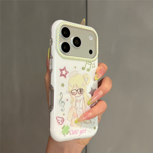 超可爱小清新卡通四叶草音符野有上秋适用苹果17promax手机壳iPhone17pro女新款16pro超好看独特15防摔保护套