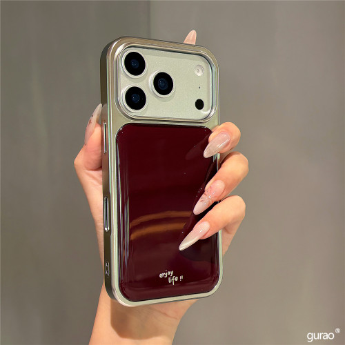 新年红色简约ins风英文适用苹果18promax手机壳iphone17pro电镀滴胶16pro女新款15网红14防摔保护套13马年
