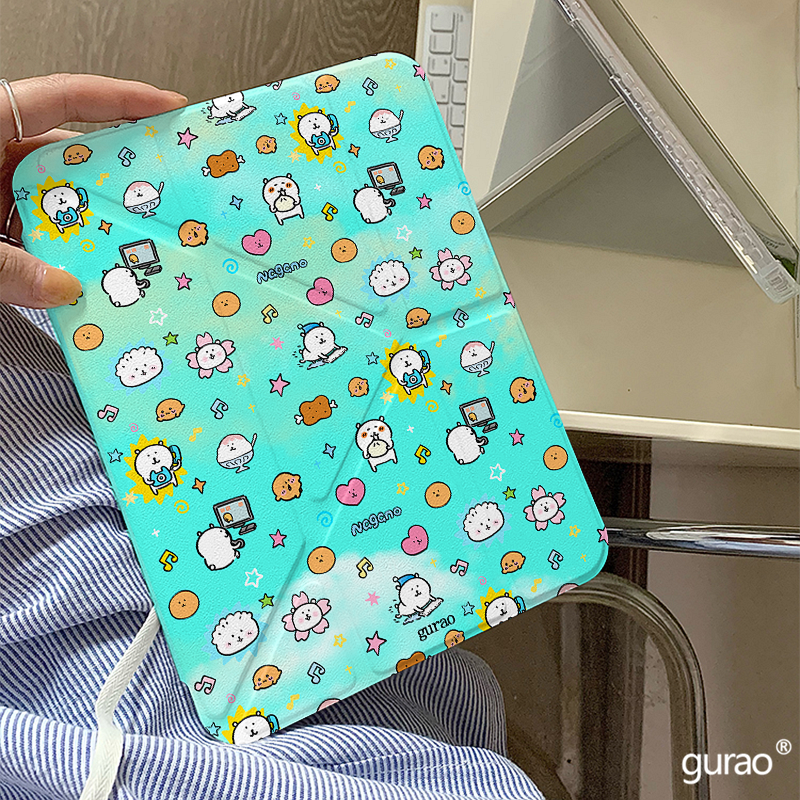 卡通可爱自嘲熊Y+三折适用ipad11保护套ipadair7新款ipad10笔槽air6防摔air2025苹果平板保护套pro女mini7