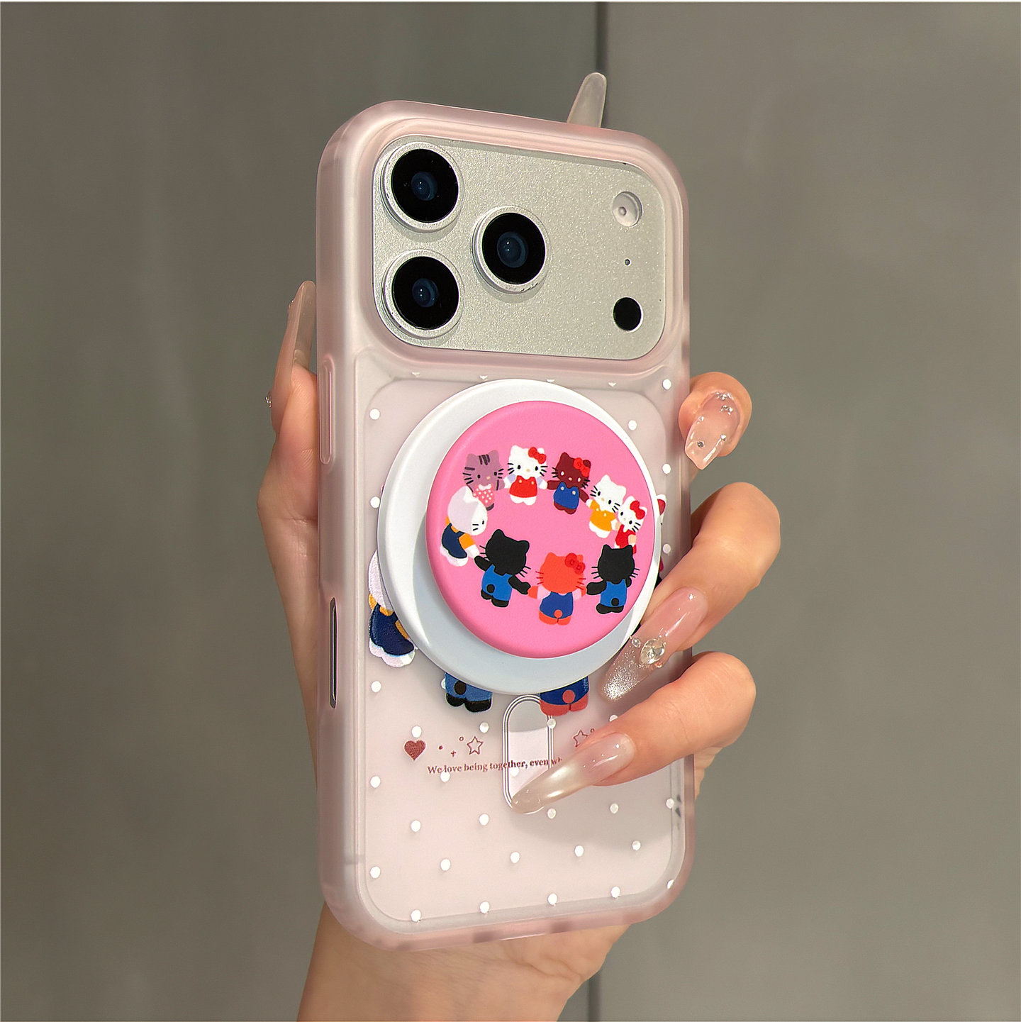 透粉色卡通波点转圈圈kt猫磁吸支架适用苹果17promax手机壳iphone16女新款15磨砂肤感17pro防摔16pro保护套14,3C数码配件,手机保护套/壳,淘宝优惠券,粉丝福利购,淘宝优惠卷