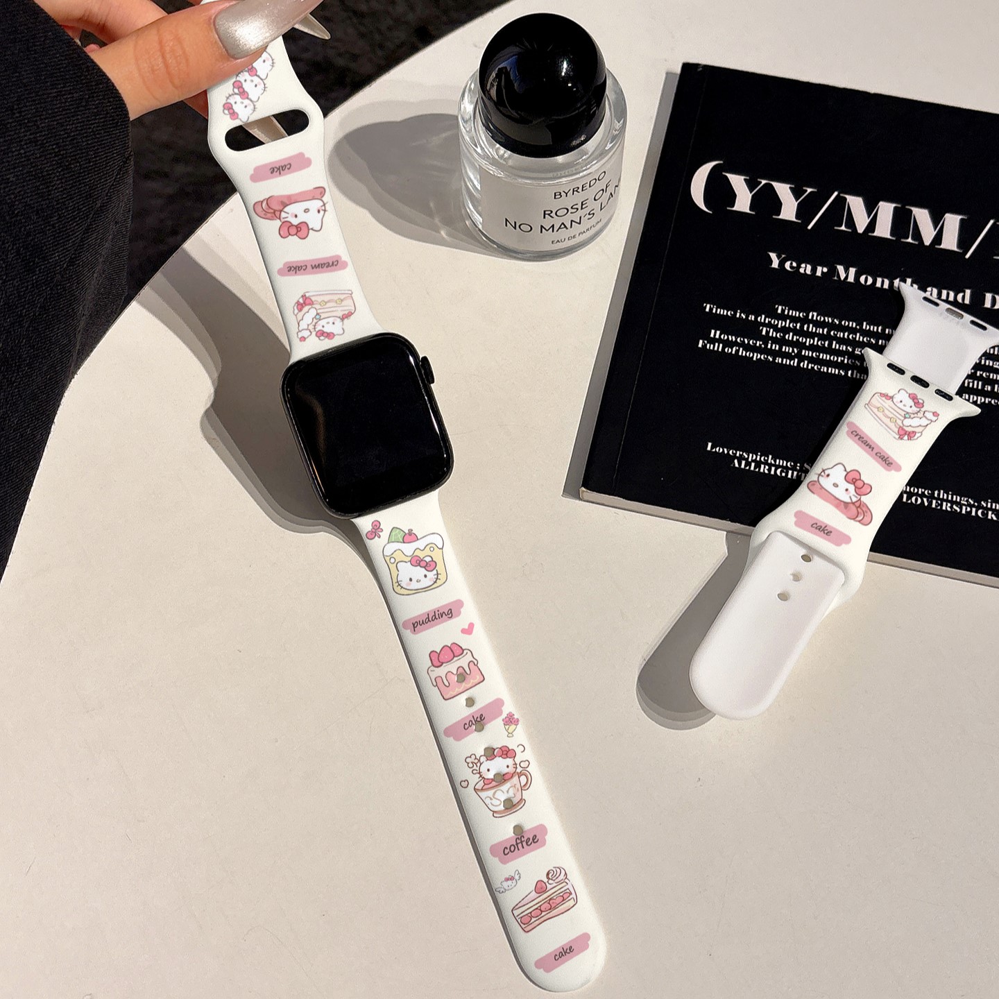适用iwatch10硅胶苹果手表applewatchs10表带s9卡通甜品kt猫s8新款s7小众ultra2夏季透气45se女款s6网红闺蜜