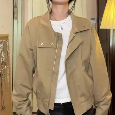 美式复古拼接香风工装短