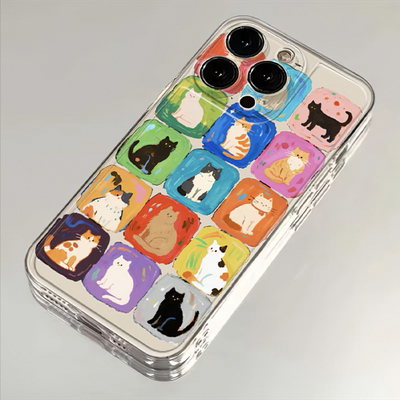 涂鸦猫咪适用OPPORENO14PRO手机壳oppo透明Reno13/10/9/FINDX8S+7ULTRA魅族K12/11x套A5/3真我GT7一加ACE5Pro