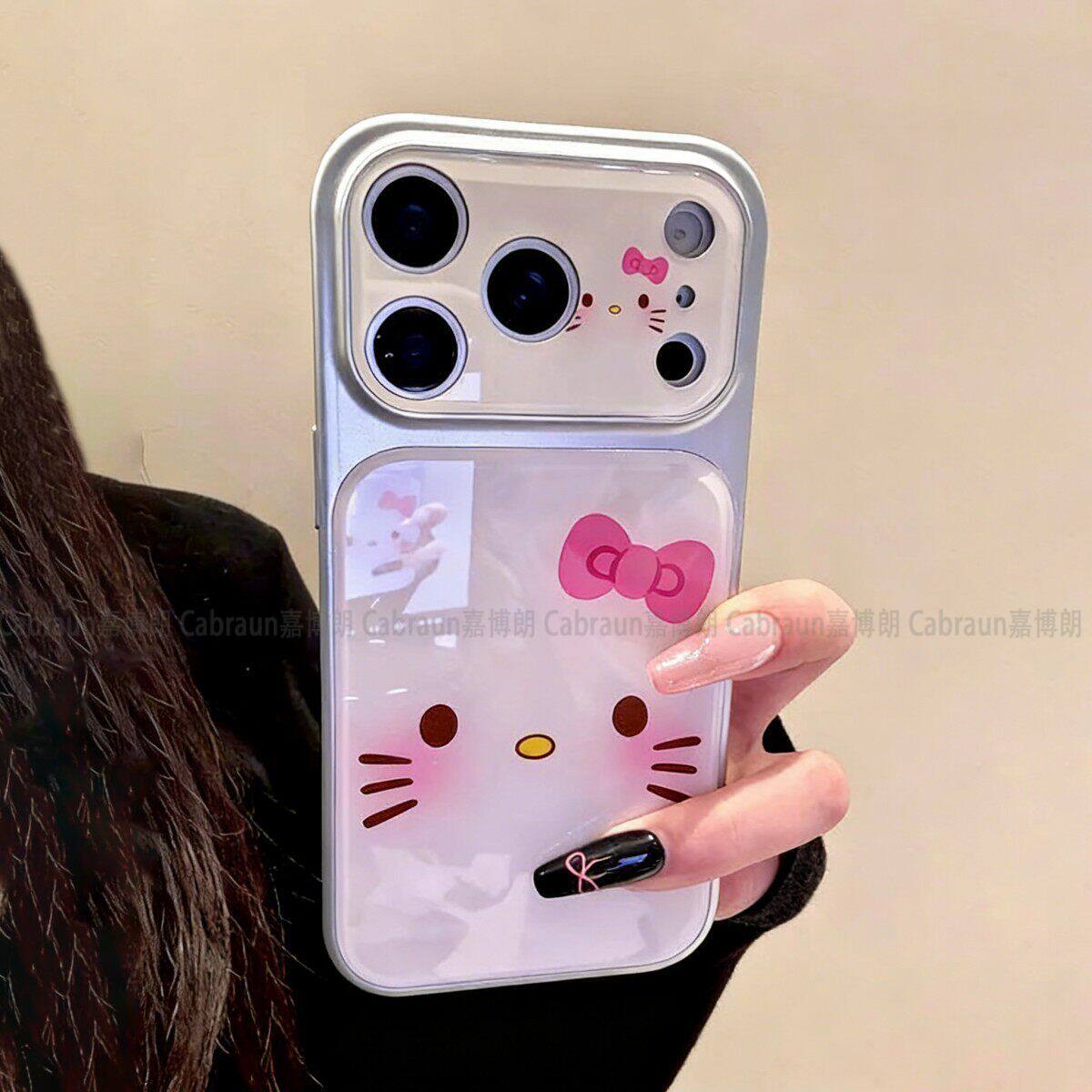 简约猫咪表情适用苹果17air手机壳十七六iPhone16pro新款金属漆仿原玻璃15Promax平果14plus春日13可爱保护套