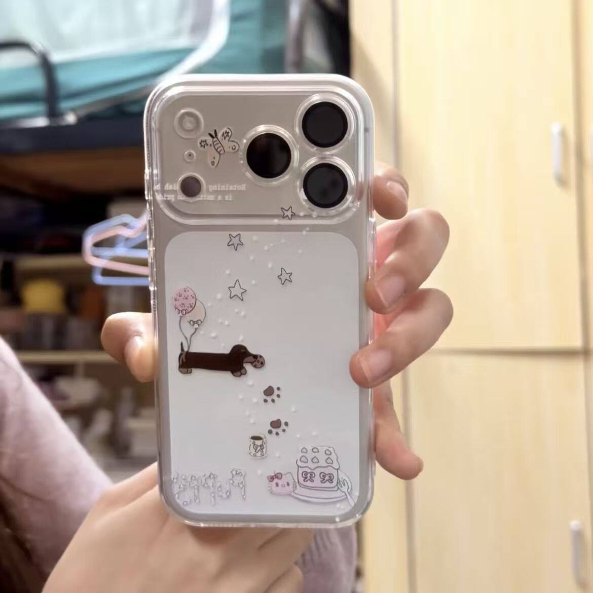 少女心狗狗适用iphone17AIR苹果16promax透明15PRO手机壳18新款治愈14可爱大视窗平果12秒变壳13保护xs套xr