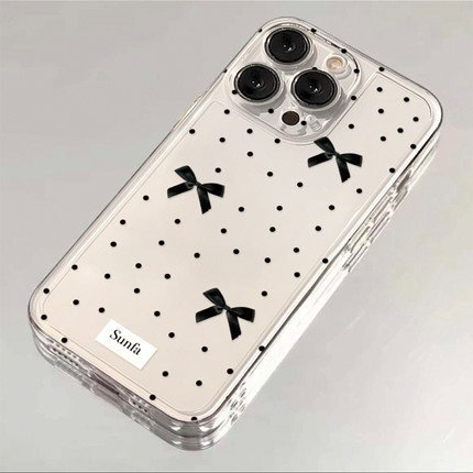 黑波点蝴蝶结适用OPPORENO13/12PRO手机壳oppo夏天Reno11/10/9/8/7/6/5/4/3超火R15透明R17/OPPOReno15套