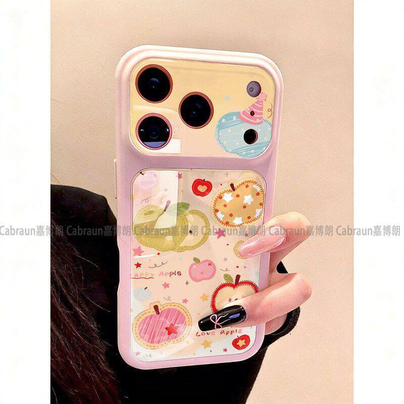 七彩粉绿黄苹果适用苹果17Pro手机壳十七六液态双贴壳iPhone16Promax平果15新款14大视窗13小清新可爱12套11