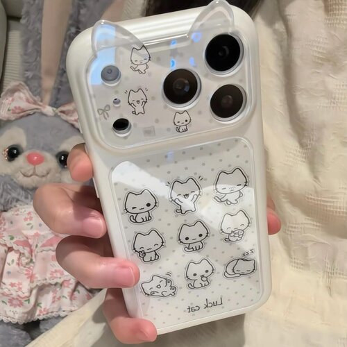 萌波点猫咪苹果亚克力手机壳