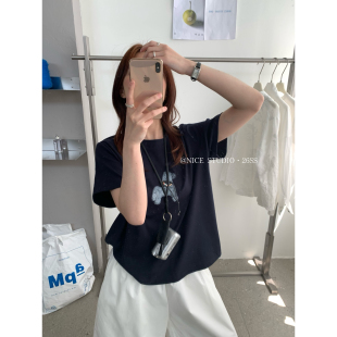 T恤1223 2026夏上新韩系工艺小狗印花休闲短袖 奶思家NICE STUDIO