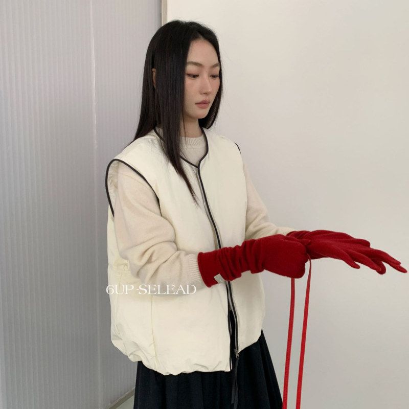 UP韩版撞色羽绒马甲女2025冬新款