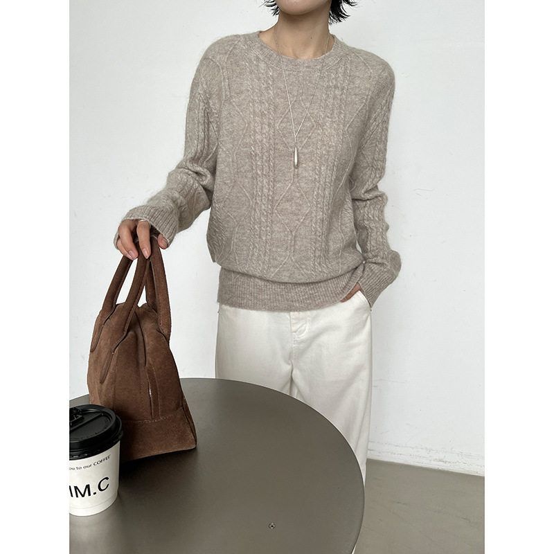 【MMC】正品！秋冬复古麻花毛衣女设计感高级羊毛后背绑带针织衫