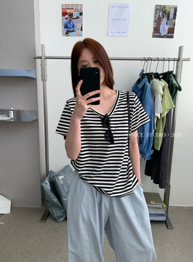 奶思家NICE STUDIO-2026春上新韩系圆领百搭天丝短袖T恤女L8827