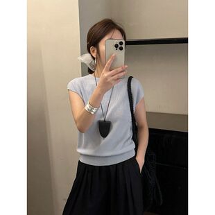 MMC 女夏薄款 韩系高级感显瘦冰丝无袖 上衣 DITION多巴胺亚麻针织衫