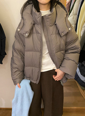 EVERTRUE 90白鸭绒羽绒服女保暖冬季韩版云朵连帽宽松外套潮91686