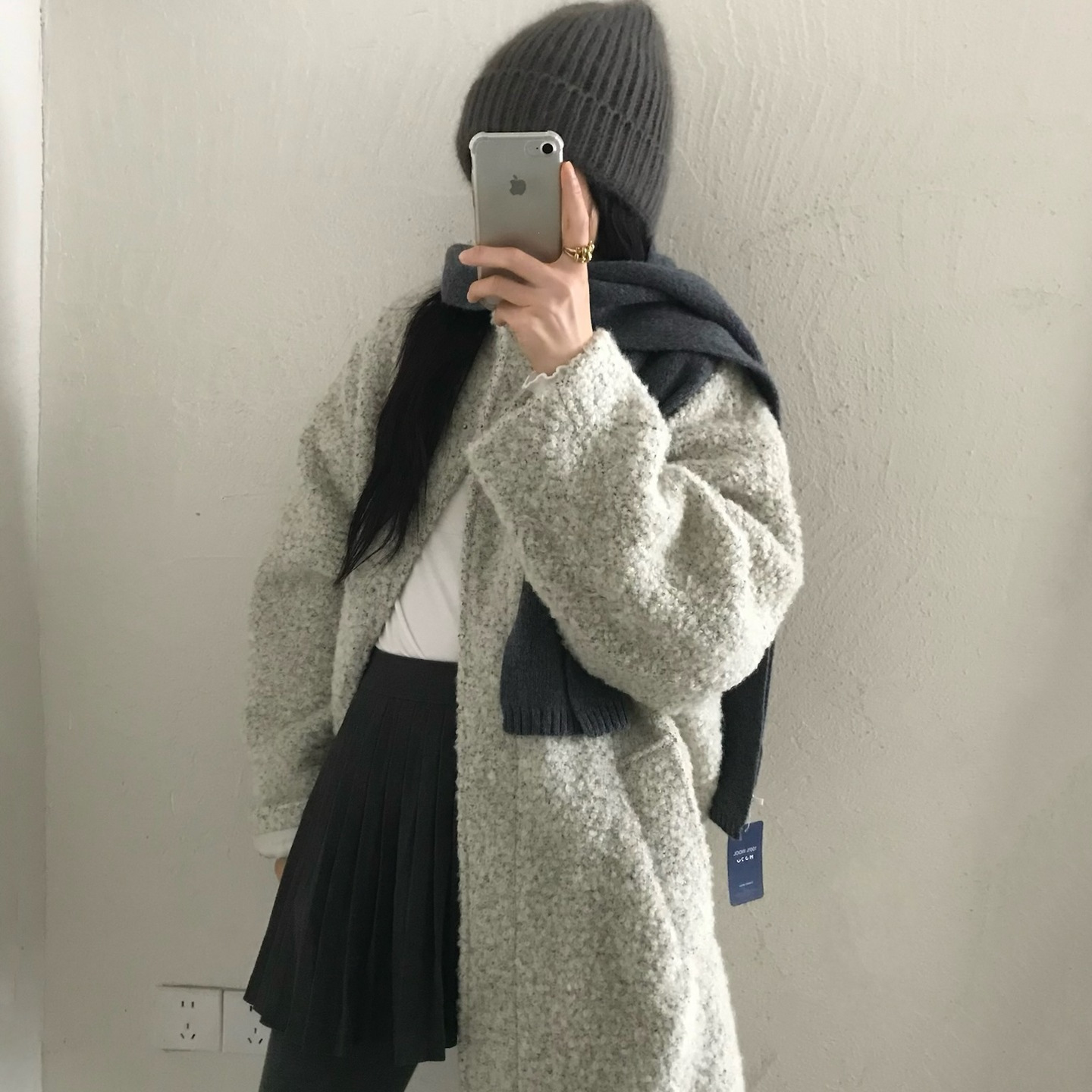 【THINK】正品！冬款ounce大衣女温柔氛围感双排扣立领毛呢外套