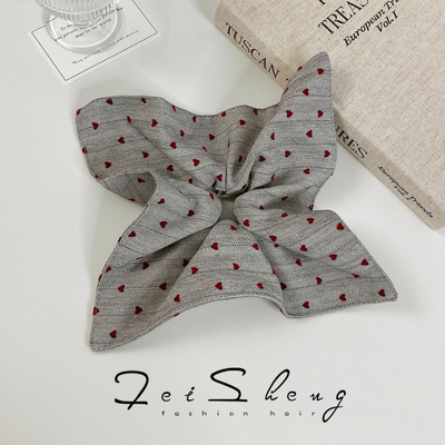 妃晟方巾大肠发圈爱心格子