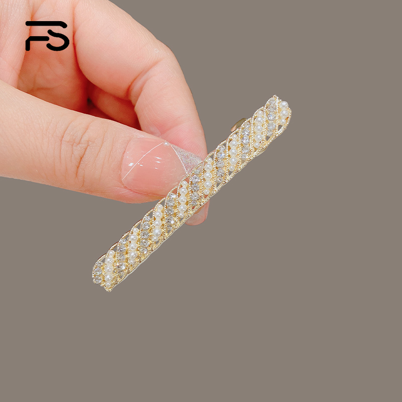 妃晟弹簧夹合金日韩珍珠水钻发夹