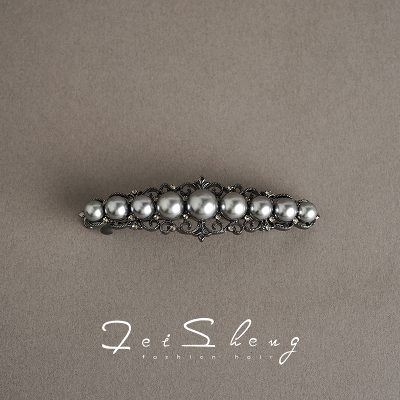 妃晟珍珠合金弹簧夹皇冠发饰