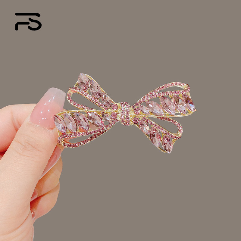 妃晟弹簧夹合金日韩紫水晶蝴蝶结