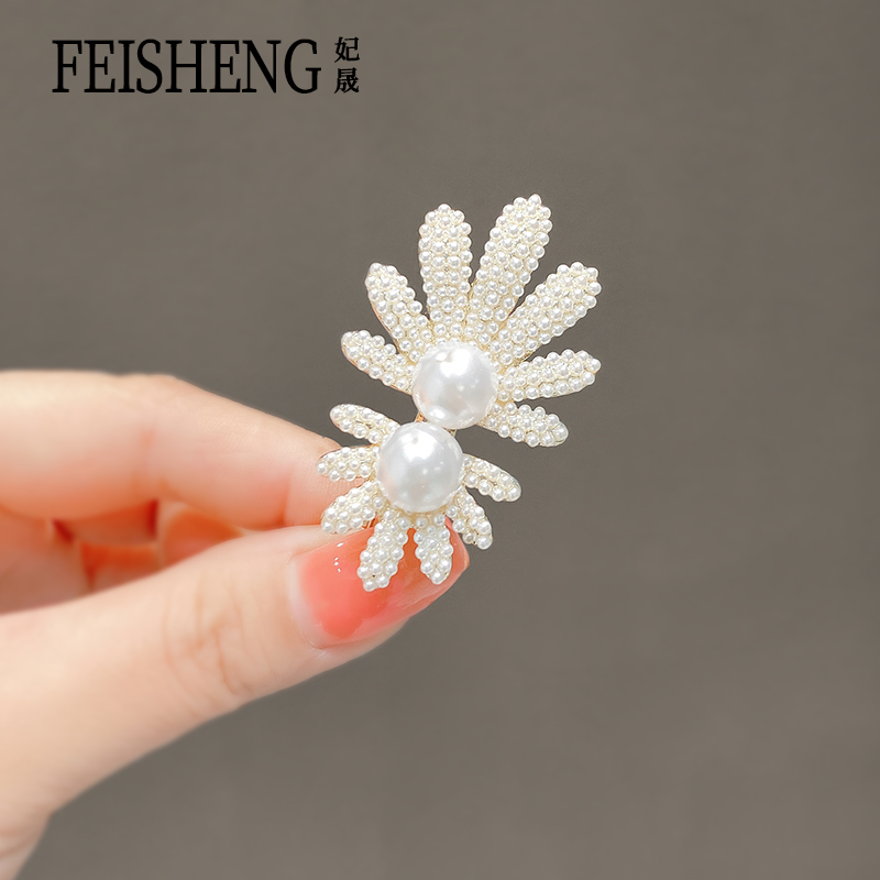 珍珠发夹刘海边夹高级感鸭嘴夹