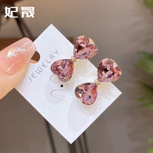 妃晟鸭嘴夹合金日韩爱心水晶发夹