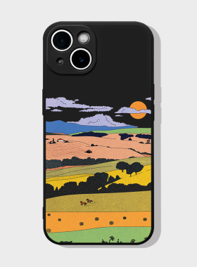 草原之马插画适用iPhone15promax手机保护壳苹果16plus小米14硅胶全包13华为nova12防摔prua70mate60荣耀300