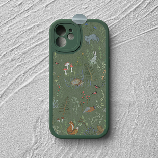 林中小动物复古iphone16plus苹果14promax手机壳小米15华为mate60nova13小羊皮荣耀200防摔vivoS19全包op适用