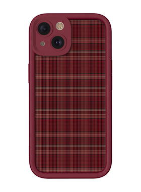 复古格纹适用苹果17手机壳16promax15小米17华为nova14阶梯竖纹壳p80高级感mate70一加12oppo新年红色vivos30