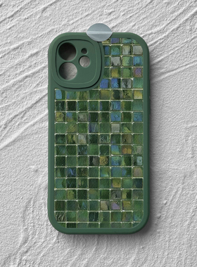 绿色系水彩风iPhone16promax苹果14小米15pro华为mate70新款小羊皮p60全包适用荣耀200vivoS20红米K80手机壳