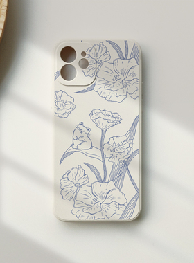小白绘ins手绘花朵可爱苹果17promax手机壳iPhone14plus适用nova13华为p80mate60小米15uoppp荣耀200vivos19