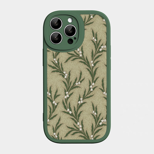 复古铃兰花~森系文艺碎花适用苹果18promax手机壳iPhone17小米15华为p70mate60小羊皮荣耀200vivo一加oppo16